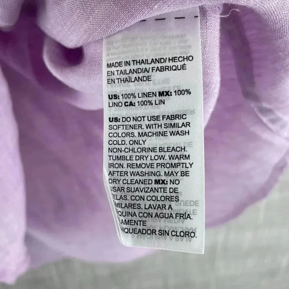 Chico's Short Sleeve Linen Button Down Top Womens 2P (LP) purple NWT 3621 - Picture 5 of 8
